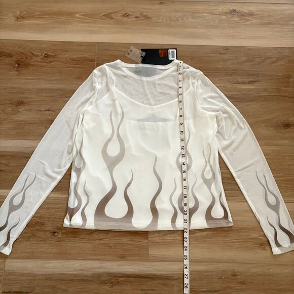 NWT Harley Davidson Women's Flames For Days Mesh Top in Cloud Dancer size Large - Picture 9 of 9